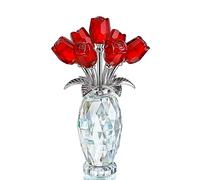 H&D HYALINE & DORA Figurine de rose en cristal, cadeau pour maman, bouquet de roses en cristal rouge avec coffret cadeau, fleur de rose en verre pour anniversaire, Saint-Valentin, cadeau pour elle