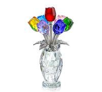 H&D HYALINE & DORA Figurine de rose en cristal coloré - Cadeau pour femme - Figurines de collection de fête de mariage - Coffret cadeau inclus