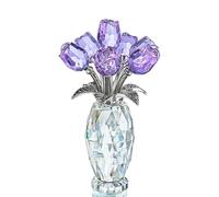 H&D HYALINE & DORA Figurine de rose en cristal violette, cadeau pour maman, épouse, grand-mère, fleur en verre, décoration de collection, fête des mères, Thanksgiving, anniversaire de mariage, cadeau