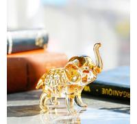 H&D HYALINE & DORA Figurine éléphant en cristal faite à la main avec tronc, statue d'animal en verre étincelant, cadeau de collection, décoration d'intérieur, centre de table (champagne)