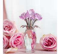 H&D HYALINE & DORA Figurine en Cristal, Cadeau pour Femme, Rose à Collectionner pour Décoration de Table (Coffret Cadeau, Carte de Bénédiction et Chiffon de Polissage)