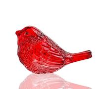 H&D HYALINE & DORA Figurine en verre soufflé rouge faite à la main en cristal pour oiseaux, cadeaux pour les amoureux des oiseaux, femmes, hommes, figurines en verre soufflé pour collection, décor de