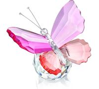 H&D HYALINE & DORA Figurine papillon en cristal avec base en boule - Cadeau pour femme et maman (rose rouge et rose)