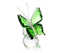 H&D Hyaline&Dora Figurine papillon volant en cristal avec base en boule de cristal - Figurine de collection - Vert