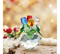 H&D HYALINE & DORA Figurines de rose en cristal - Figurines de collection - Ornement romantique - Cadeau pour femme - Bouquet de roses en verre avec coffret cadeau