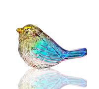 H&D HYALINE & DORA Figurines en verre colorées en forme d'oiseaux, art en cristal champagne, figurines en verre d'oiseaux, collectionnables, art fait main, animal mignon, cadeau