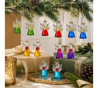 H&D HYALINE & DORA Lot de 12 décorations d'ange en verre pour sapin de Noël, mini ange suspendu, boules de Noël pour Noël, anniversaire, mariage, décoration de fête (6 couleurs)