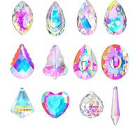 H&D HYALINE & DORA Lot de 12 prismes en cristal arc-en-ciel à suspendre pour fenêtre, lustre de rechange pour décoration de lampes