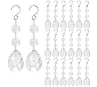 H&D HYALINE & DORA Lot de 20 pendentifs en cristal transparent de 38 mm, perles de cristal pour lustres, attrape-soleil avec crochets pour fenêtres, décoration d'intérieur