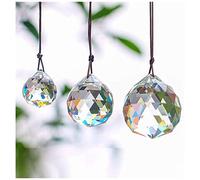 H&D HYALINE & ‿DORA Lot de 3 boules de cristal transparentes avec prisme à facettes 20/30/40 mm Capteur de soleil pour plafonnier Lustre Suspendu Décoration