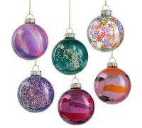 H&D HYALINE & DORA Lot de 6 décorations de sapin de Noël avec cordon pour l'extérieur et l'intérieur - En verre - Pour Noël, les vacances, les fêtes - Diamètre : 6 cm