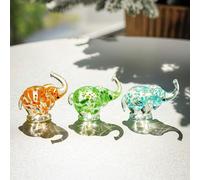 H&D Hyaline & Dora Mini Figurines d'éléphant en Verre Figurines d'éléphants en Verre de Cristal Figurines de Collection Petits Animaux en Verre Ornement pour la décoration de la Maison (Lot de 3)