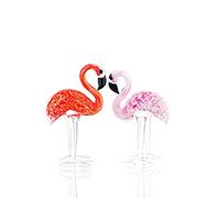 H&D HYALINE & DORA Moderne Madmade Verre Flamingo Figurine d'art en Verre soufflé, Figurines de Cristal collectionnables (Paquet de 2)