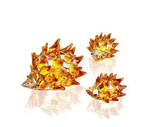 H&D HYALINE & DORA Ornement de Figurines de hérisson en Verre soufflé, Art du Verre soufflé à la Main Animaux de hérisson Cadeau de Collection décoration d'intérieur, Lot de 3