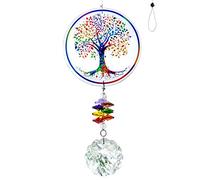 H&D HYALINE & DORA Ornements de Vie d'arbre en Verre de capteur de Soleil d'arc-en-Ciel en Cristal, pendentifs de Perles de Chakra Suspendus pour la fenêtre