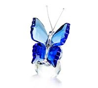 H&D HYALINE & DORA Papillon Volant en Cristal avec Base de Boule de Cristal Figurine Ornement Statue Animal à Collectionner pour Cadeau de Noël (Bleu)