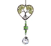 H&D HYALINE & DORA Pendentif attrape-soleil en cristal arc-en-ciel en forme de cœur pour décoration d'intérieur ou d'extérieur Vert