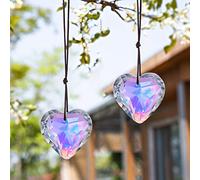 H&D HYALINE & DORA Pendentif Prisme Coeur en Cristal, Attrape-Soleil Arc-en-Ciel en Verre, Ornement de fenêtre Suspendu