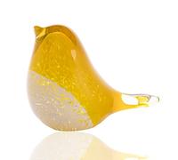H&D HYALINE & DORA Presse-Papier de Figurine D'oiseau en Verre Soufflé, Ornement de Décoration de Table Jaune