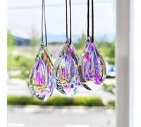 H&D HYALINE & DORA Prisme de Cristal Attrape-Soleil en Verre pour fenêtre, 76 mm / 63 mm / 50 mm AB, pièces de Prisme de Lustre, Paquet de 3