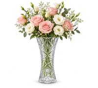H&D HYALINE & DORA Vase en cristal transparent, vase en verre épais pour décoration d'intérieur, mariage, cadeau de mère, 23 cm de haut