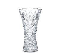 H&D HYALINE & DORA Vase en cristal transparent, vase en verre fleurs avec design épais, idéal pour les centres de table de décoration de maison, mariage, cadeau pour la fête des mères, 23,3 cm de haut