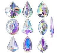 H&D Lot de 10 prismes colorés en cristal pour lustre, lampe à suspendre, prismes en verre, attrape-soleil, décoration d'intérieur et de voiture
