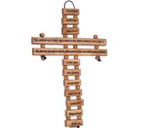 h de la Terre Sainte Espagnol - Espaol - Lord Prayer Olive Wood Cross de Bethlehem avec un certificat et une carte de prire de Lord (18 pouces)