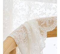 H.Ebony Lot de 2 Rideaux Transparents en Dentelle Rose Ivoire pour Cuisine, Salon, Style rétro Vintage campagnard, Rideaux filtrant la lumière, 114 cm de Long, Ivoire