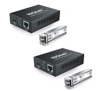 H!Fiber.com 2 Packs, Convertisseur de média Gigabit Ethernet, 1.25G SFP vers RJ45 Fibre vers cuivre, avec Un émetteur-récepteur SFP (1000Base-SX, 550m, multimode)