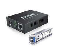 H!Fiber.com Convertisseur de média Gigabit Ethernet, 1.25G SFP vers RJ45 Fibre vers cuivre, avec Un émetteur-récepteur SFP (1000Base-LX, 20km, monomode)