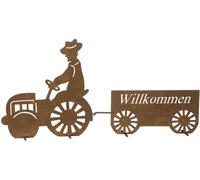 H.G-DEKO Panneau de bienvenue Tracteur, H 43 cm Métal avec rouille noble