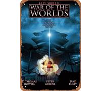 H.G. Wells' War of the Worlds Affiche de film rétro en métal pour décoration murale de maison, grotte, bar, club, 20,3 x 30,5 cm