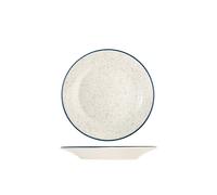 H&H 12 Assiettes Fruits Milos En Grès Ivoire Fil Bleu 19 Cm