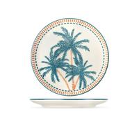 H&H 12 Assiettes Plates Haiti En Faïence Décorée 26 cm