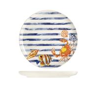 H&H 12 Assiettes Plates Playa En Grès Décorées De 26 Cm