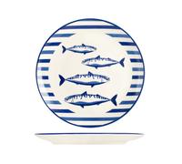 H&H 12 Assiettes Plates Puerto En Grès Décorées 26 Cm