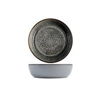 Assiette Creuse En Grès Velours 20 Cm, Marron Et Noir, H&H