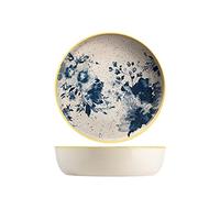 Assiette Creuse En Grès Indigo 20 Cm, Beige Et Bleu, H&H