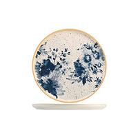 H&h piatto frutta indigo in stoneware beige e blu cm21