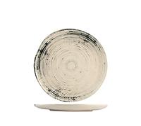 Assiette Plate En Grès Soie 26 Cm, Beige Et Bleu, H&H