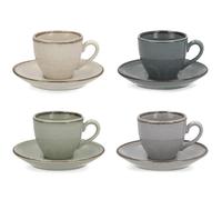 Lot 4 Tasses À Café Avec Soucoupe Pearl En Porcelaine Couleurs Assorties H&H