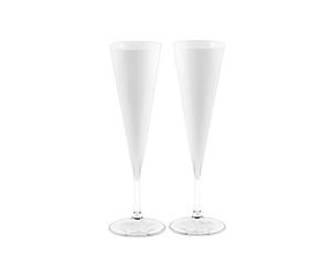 H&H 44305 V-Line Flûte 2 Flutes Verre, Blanc