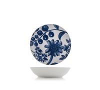 H&H, Lot de 6 assiettes creuses Grandiflora en porcelaine bleue décorée, 20 cm - Élégance et fonctionnalité pour chaque table