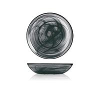 H&H 6 assiettes en verre albâtre noir, profondeur 21cm