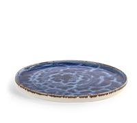 H&H 6 Assiettes Plates Cobalt En Porcelaine Dure Avec Bord Renforcé Diamètre Cm