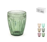 H&H 6 Verres Daisy En Verre Transparent Rayé CC 270