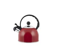 H&H 8841603 Bouilloire avec sifflet, acier inoxydable, rouge, 1,5 l, induction, inoxydable