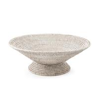 H&H Alzata Con Piede In Rattan Bianco Cm 45X16