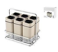 H&H Aroma Lot de Pots à épices avec Stand, Beige, 7 unités